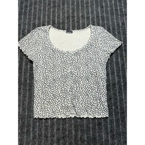 Brandy Melville Coquette Baby Tee XS Floral Dainty Casual‎ Y2K Summer